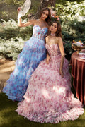 FLORAL PRINTED STRAPLESS DRESS CDA1334