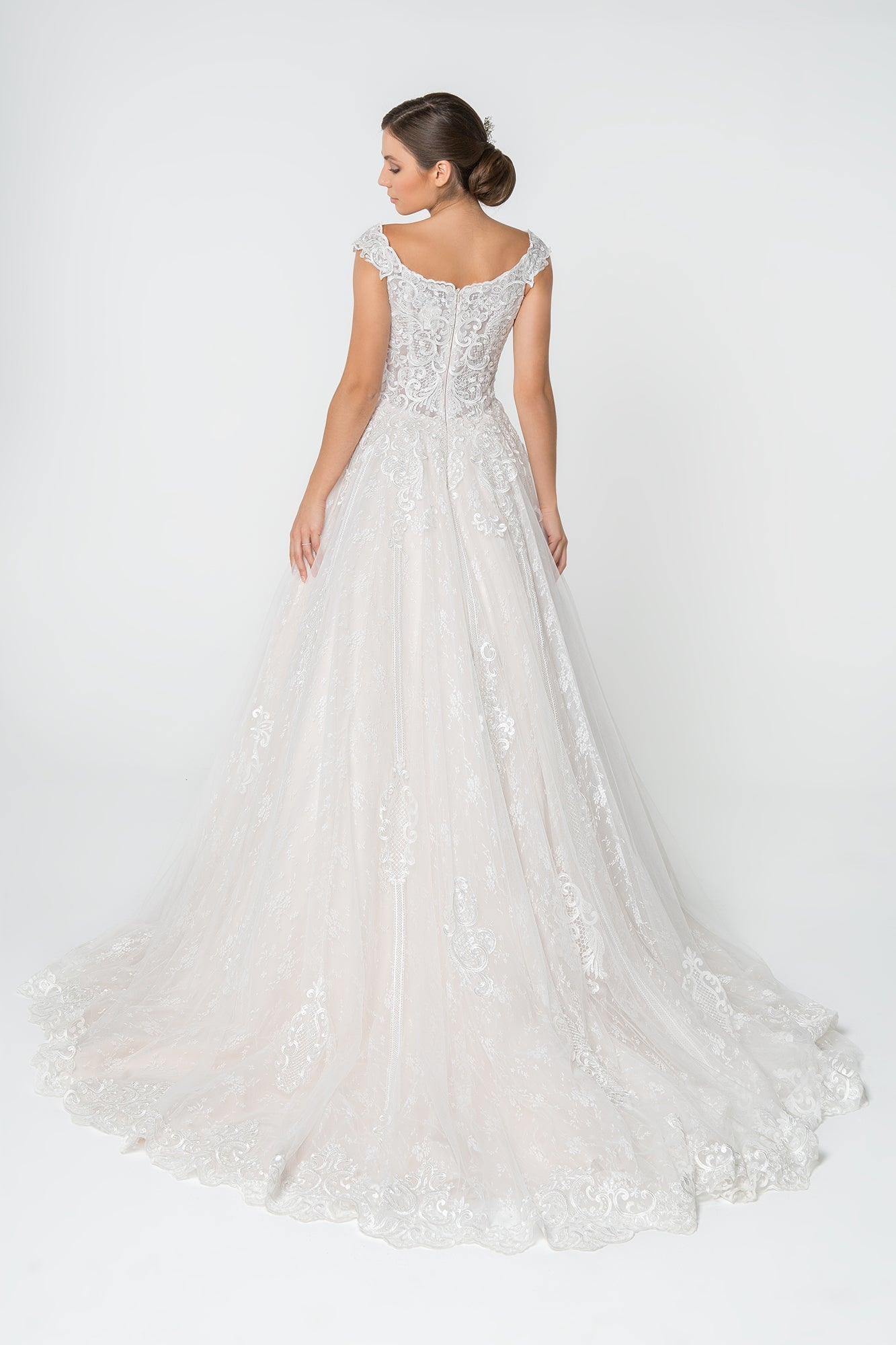 Lace Embellished Bodice A-Line Long Wedding Dress GLGL2823